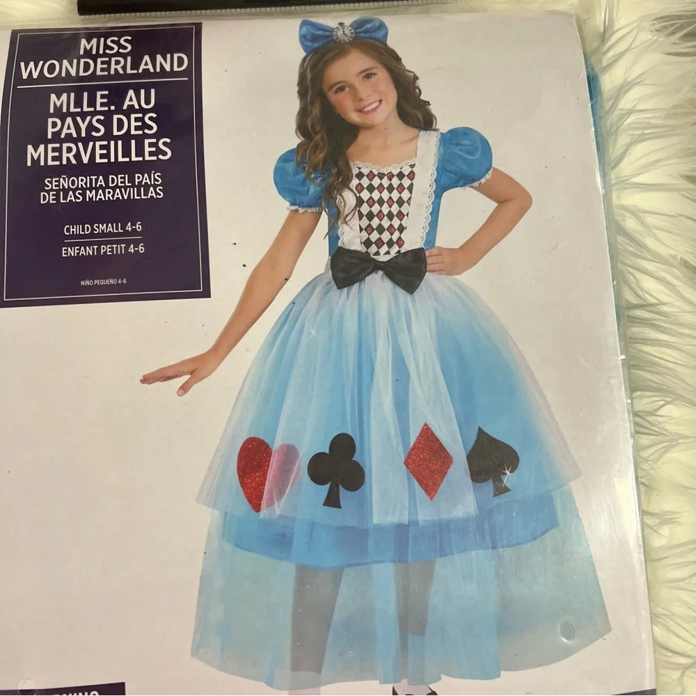 Alice In Wonderland costume dress child S 4-6 NEW Halloween Miss Wonderland